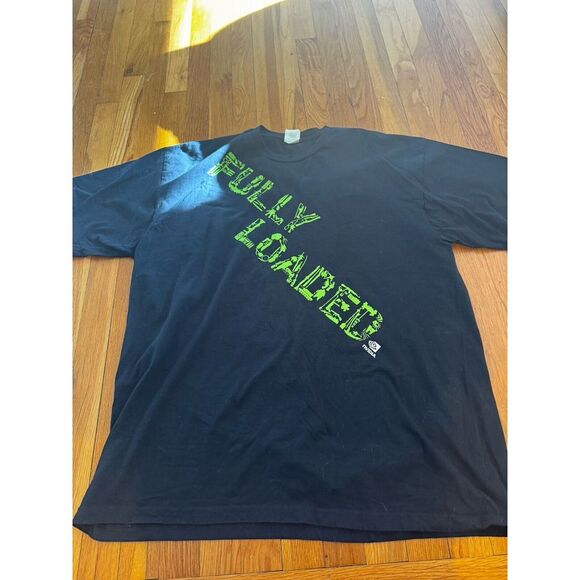 Vintage Men's Nvidia Fully Loaded Green Graphic Black Shirt 2XL Y2K Rare‎ HTF